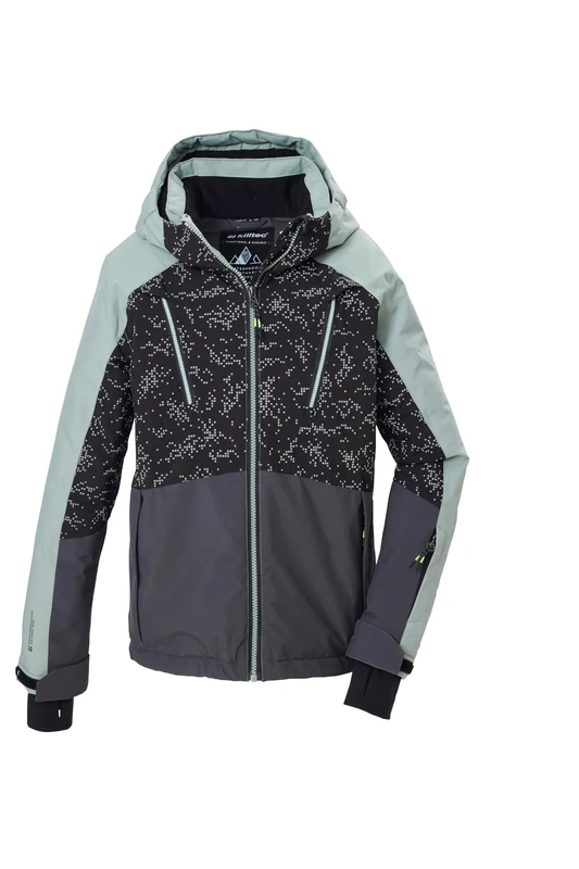 killtec KSW 208 BYS 44861-000 Boys' Ski Jacket with Hood and Snow Guard Pale Green 176