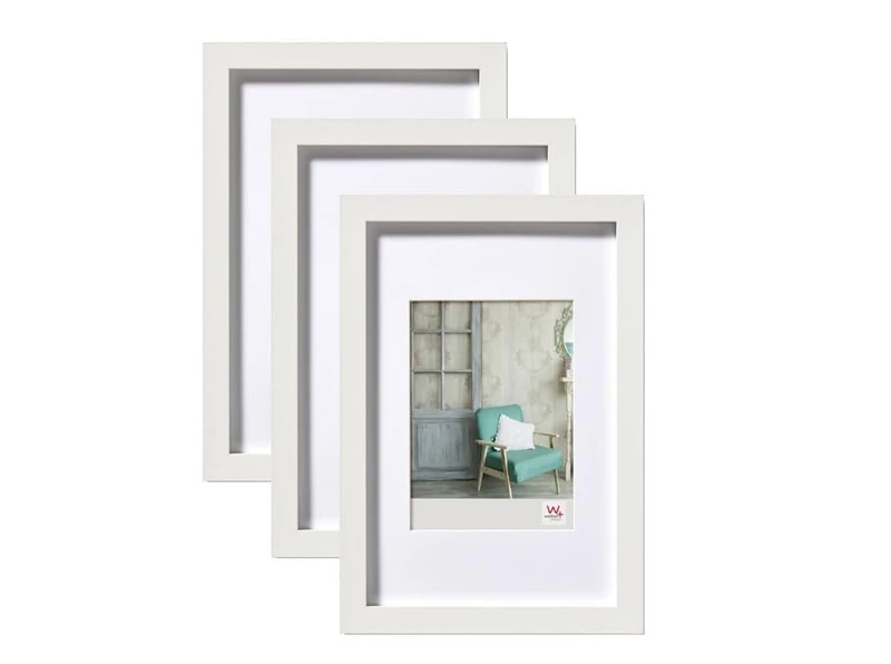 walther design Stockholm Wooden Picture Frame, White, 13 x 18 cm, Pack of 3, EA318W3 - Image 1