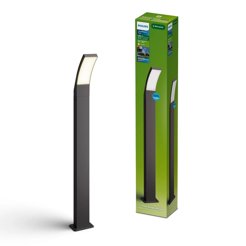 Philips Splay Outdoor Post Light, 800 lm, 2700 K, PowerShield, IP44 Weather-Resistant, Durable, Aluminum, Long Lifetime, Built-in LED, Anthracite Gray