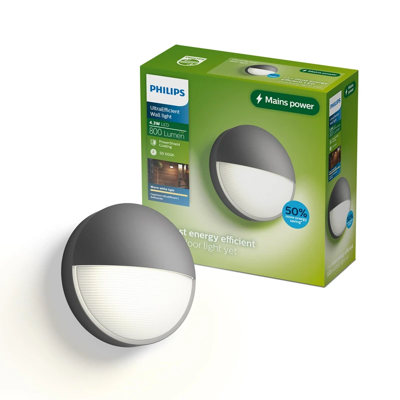 Philips Capricorn Outdoor Wall Light - 800 lm, Anthracite Gray