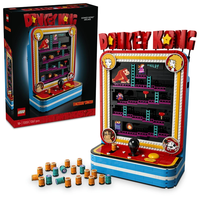 LEGO Super Mario Donkey Kong Arcade - Interactive 3D Model Kit for Adults incl. Joysticks & Barrels for Retro Room Decor - Collectible Gaming Merch - Gift Idea for Fans - 72051