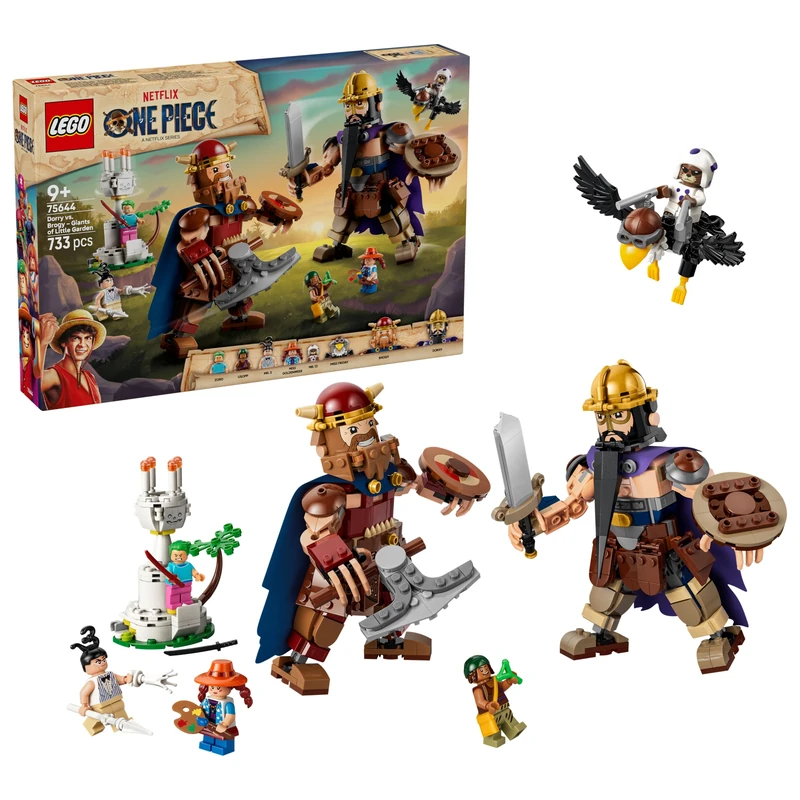 LEGO ONE PIECE Dorry vs. Brogy – Giants of Little Garden - Interactive Toy w/ 2 Action Figures & 5 Minifigures - Gift for 9+ Year Old Boys, Girls & Fans - 75644