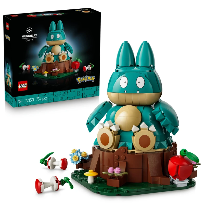 LEGO Pokémon Munchlax Figure - Building Set for Adults - Anime Model Kit w/Posable Limbs & Head - DIY Room or Shelf Decor - Collectible Gaming Gift Idea - 72150