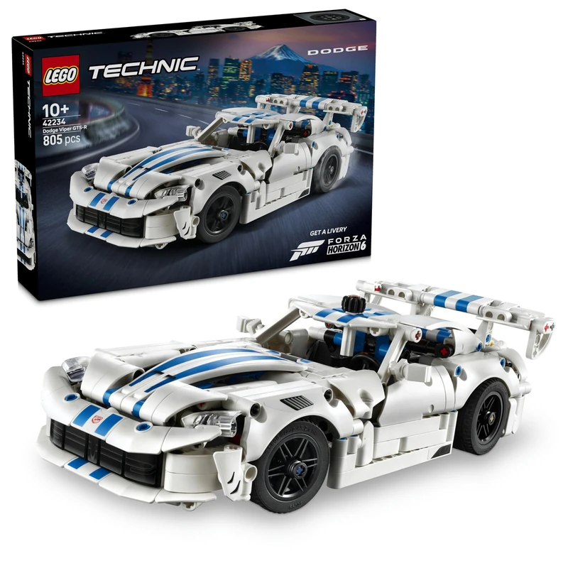 LEGO Technic Dodge Viper GTS-R Sports Car Toy - Model Kit w/ V10 Engine, Steering & Differential - Gaming Gift for 10+ Year Old Boys & Motorsport Fans - 42234