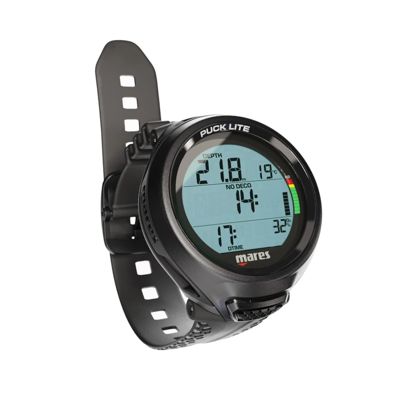 Mares Puck Lite - Beginner Nitrox Diving Computer 50%, HD 800 Segment Display, Bluetooth Smartphone, Bühlmann Algorithm, Replaceable Battery
