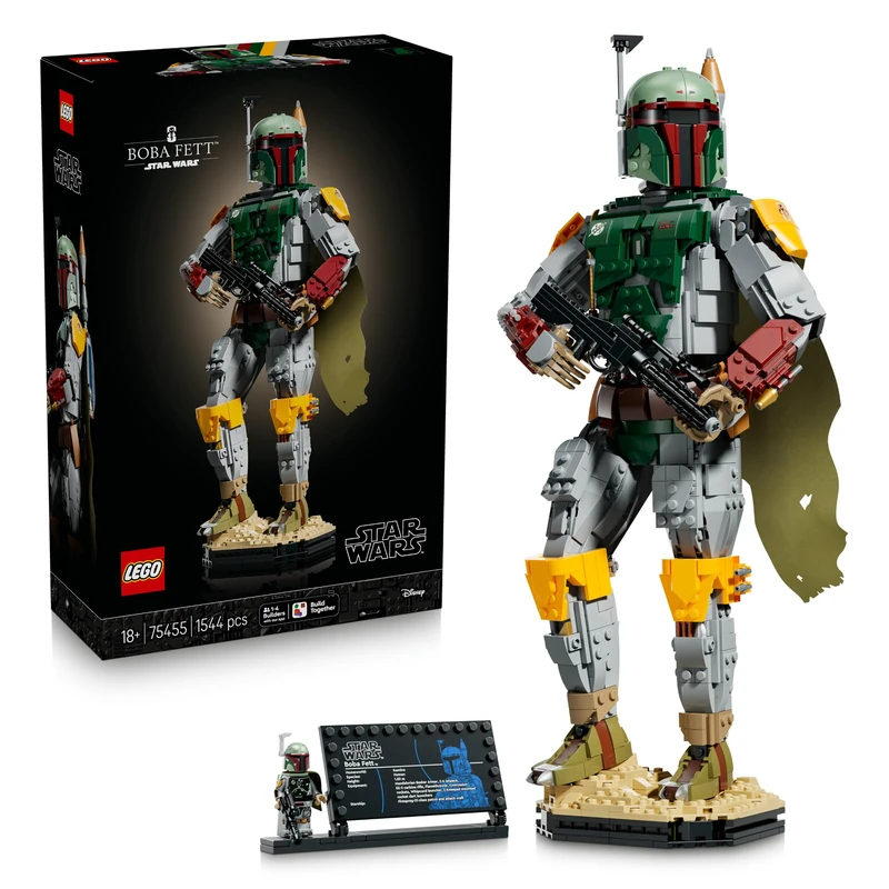 LEGO Star Wars 75455 Boba Fett Figure - Model Kit for Adults incl. Beskar Armour, Blaster & Bounty Hunter Minifigure - Shelf or Desk Decor - Gift for Return of the Jedi Fans