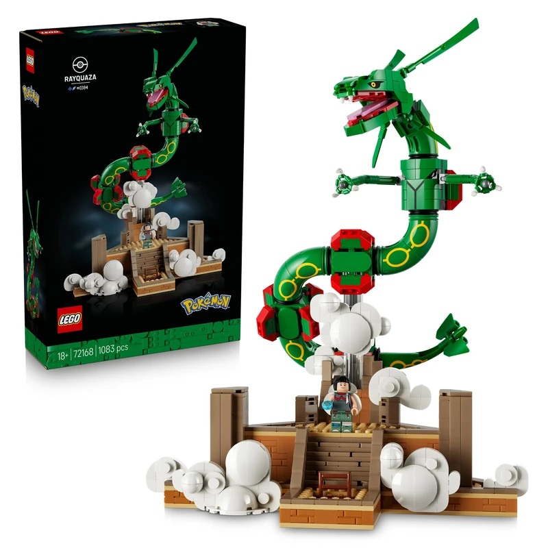 LEGO Pokémon Rayquaza - Anime Model Kit for Adults incl. Dragon Figure, Zinnia Trainer Minifigure & Ultra Ball - DIY Room or Shelf Decor - Collectible Gaming Gift Idea - 72168