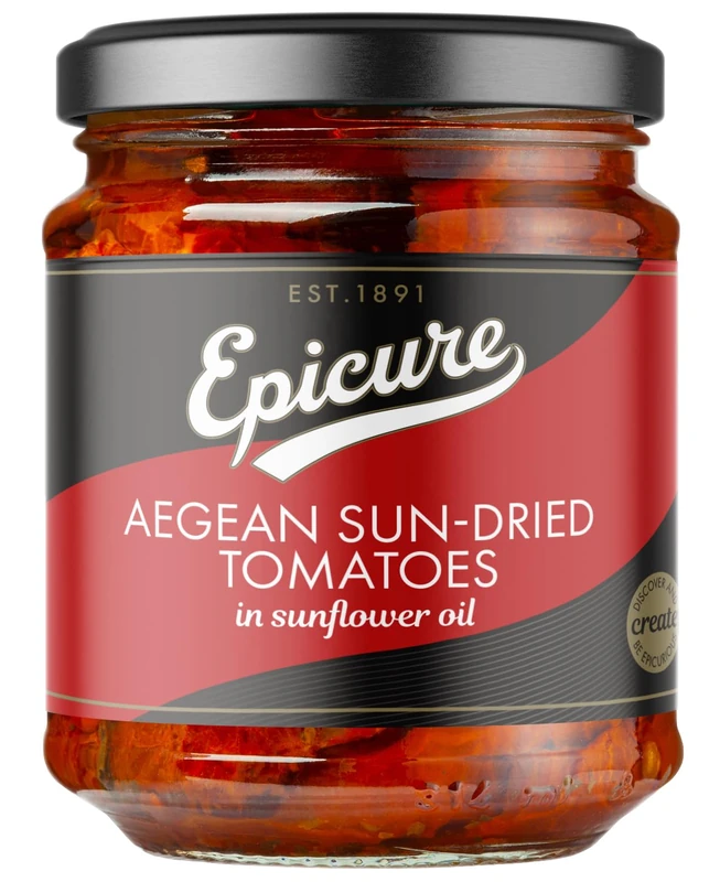 Epicure Aegean Sundried Tomato Strips in Oil – Gourmet Mediterranean Antipasti, 195 g (Pack of 12)