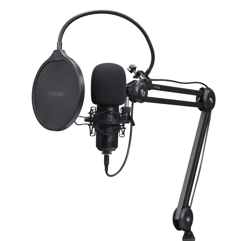 GXTrust 270 Emita II+ Microphone with Arm, Streaming USB Mic Including Shock Mount, with Pop and Wind Filter for PC, PS4, PS5, Laptop, Streaming Studio, Gaming, ASMR, Podcast, Youtube, Black - Image 1