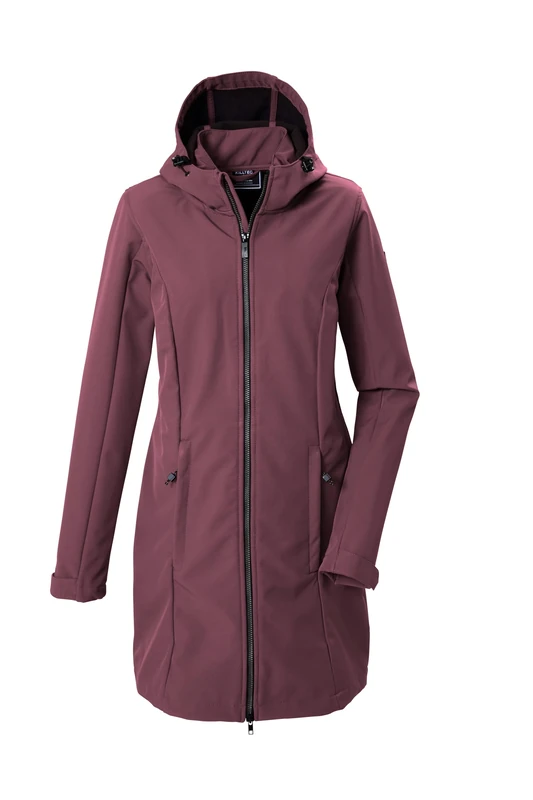 killtec KOW 10 WMN SFTSHLL PRK 44460-000 Women's Softshell Parka/Softshell Jacket with Hood, Dark Mauve, 40