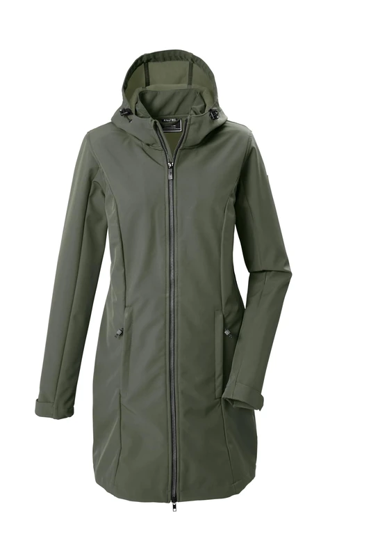 killtec KOW 10 WMN SFTSHLL PRK 44460-000 Women's Softshell Parka/Softshell Jacket with Hood, Dark Sage, 40