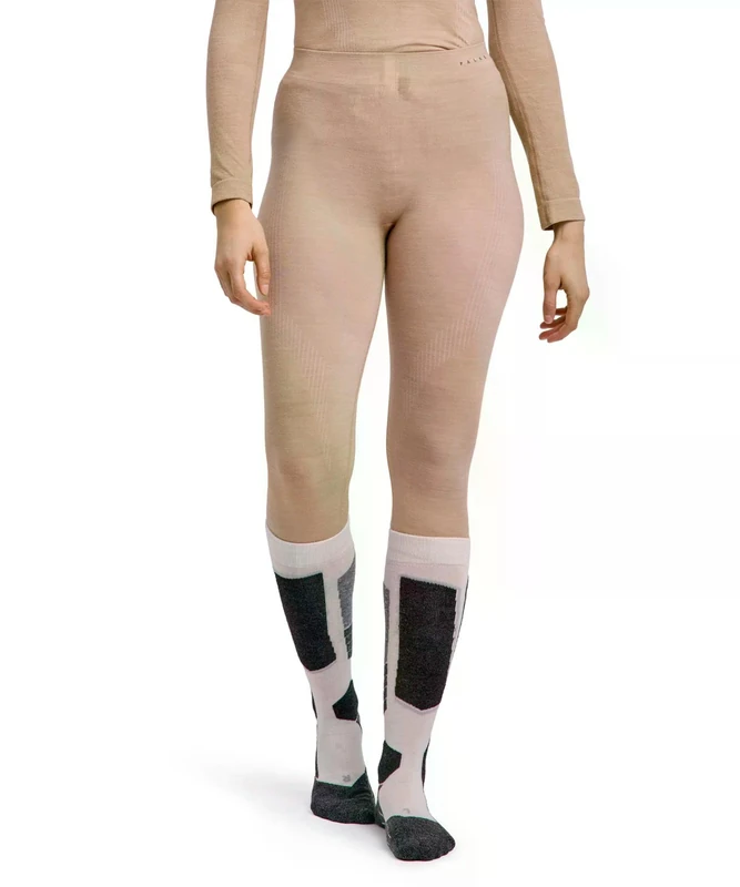 Falke Women's Wool-Tech Long W Ti Functional Yarn Quick Dry Base Layer Bottom 1 Piece, Beige Straw 4700, S