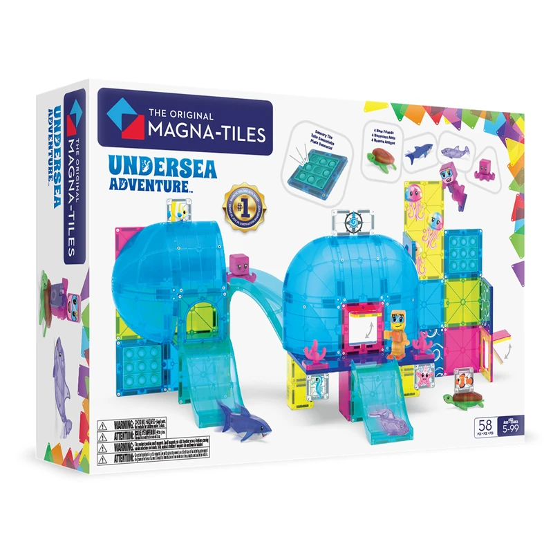 Magna-Tiles Undersea Adventure 58-Piece Magnetic Construction Set, The Original Magnetic Building Brand - Image 1