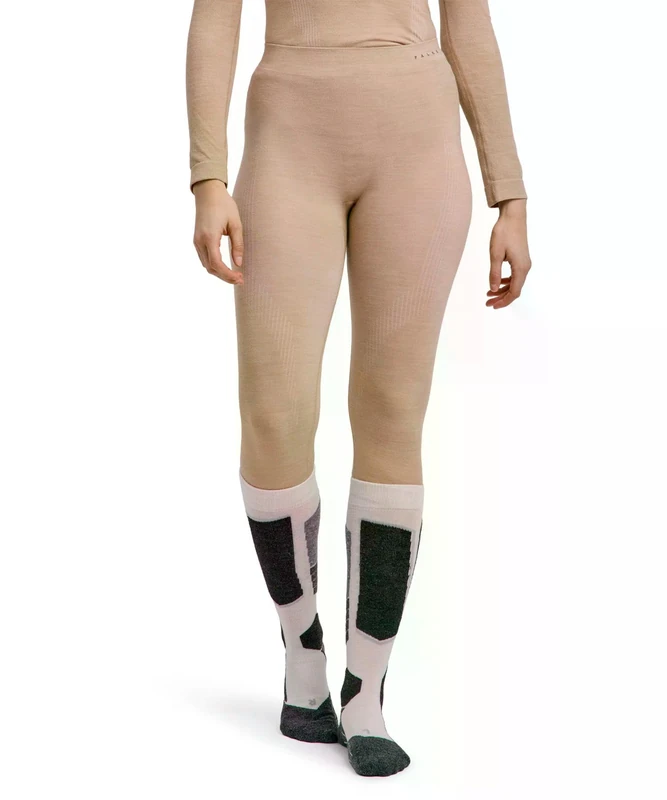Falke Women's Wool-Tech 3/4 W Ti Functional Yarn Quick Dry Base Layer Bottom 1 Piece, Beige Straw 4700, L