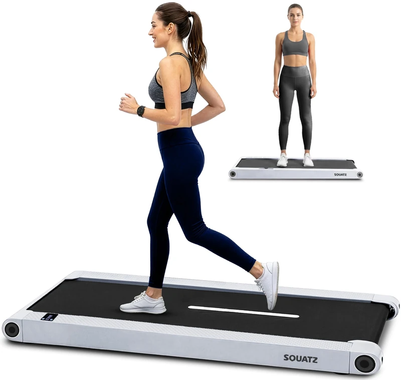Squatz Walking Pad Treadmill with Vibration Plate Under Desk 120 kg Capacity – Slim Compact Walking Machine for Home Office with LED Display, Remote and Quiet Motor