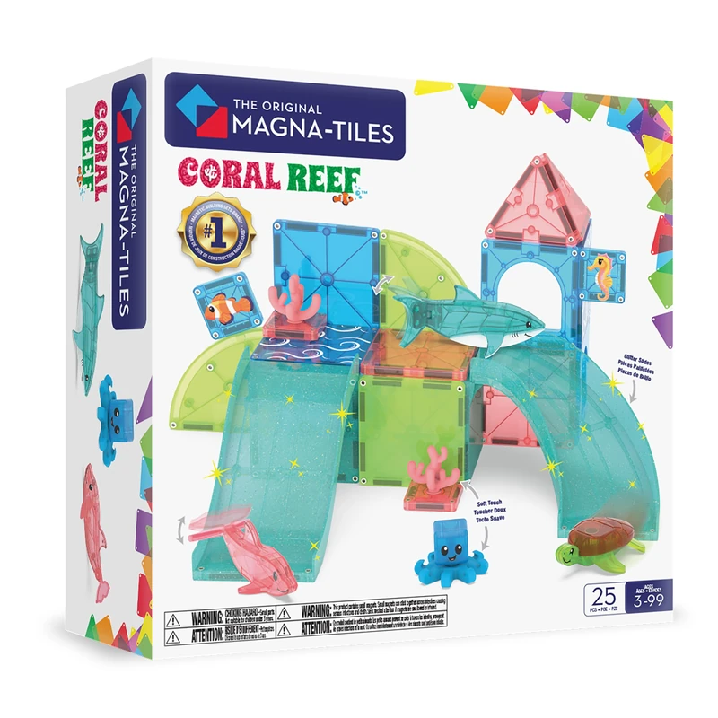 Magna-Tiles Coral Reef 25-Piece Magnetic Construction Set, The Original Magnetic Building Brand
