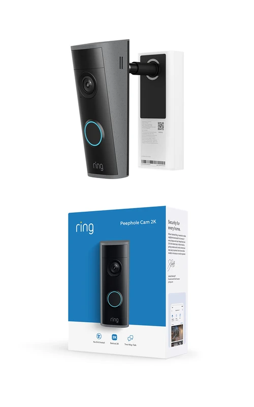 Ring Peephole Camera 2K (newest gen), 32.5-60 mm door thickness, DIY Wireless Doorbell Camera, Renter-friendly installation, Replaces existing peephole, Retinal 2K, 6x Zoom, Two-Way Talk