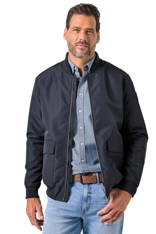 JP 1880 Menswear Big & Tall Lightweight and Versatile Varsity Collar 2-Way Pocket Blouson Jacket up to Size 8 XL Navy Blue X-Large 846128130-XL