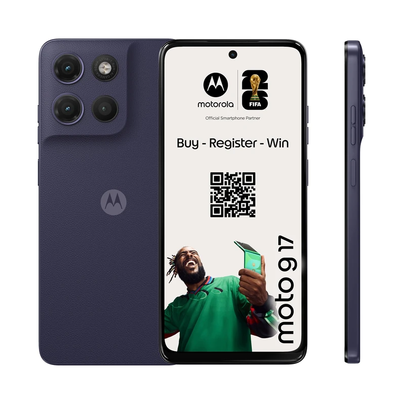 Moto g17 PANTONE Evening Blue 6.72" fhd+ lcd display 50mp sony lytia camera 5200mah battery ram boost with Co2 offset