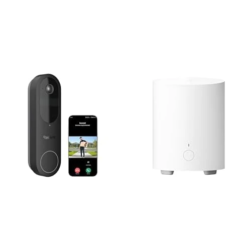 Reolink Battery Wireless 2K Video Doorbell with 1:1 Head-to-Toe View, Video Call & Package Detection + Home Hub Mini, All-in-One Security Center with Local Storage, Dual-Band Wi-Fi, AES-128 Encryption