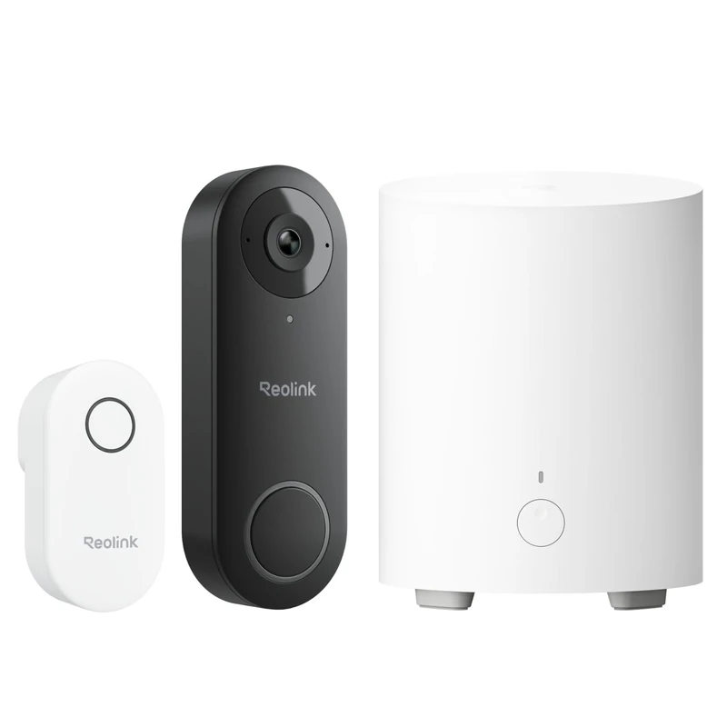 Reolink Wired 5MP Video Doorbell 2K HD with 180° Head-to-Toe View, AI Detection & Video Call + Home Hub Mini, All-in-One Security Center with Local Storage, Dual-Band Wi-Fi, AES-128 Encryption