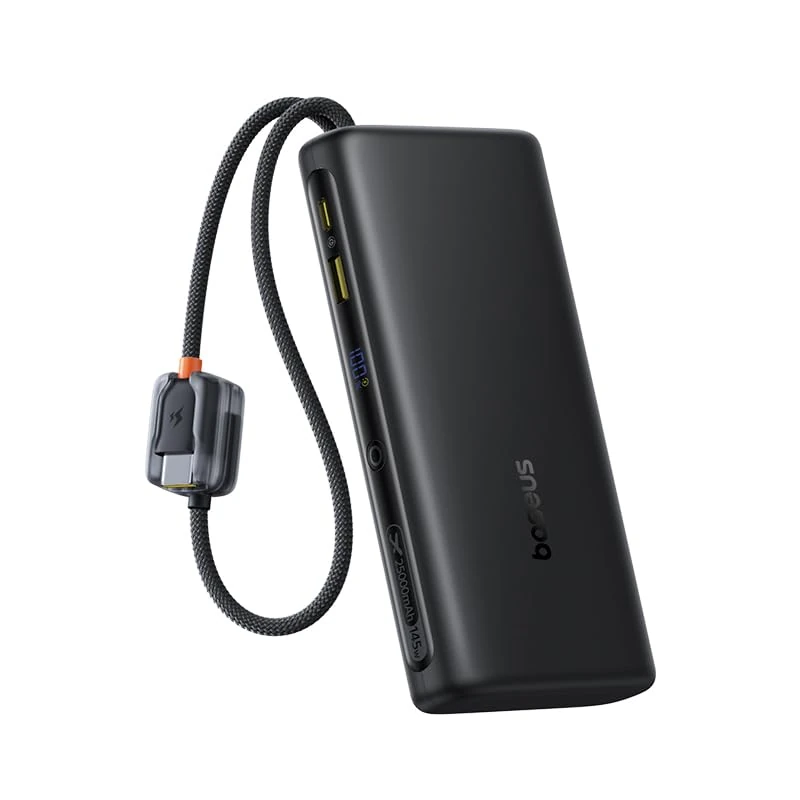 Baseus FC41 145W 25000mAh Power Bank CCC Certified, Fast Charging Power Bank with 2 Integrated USB-C Cable, Portable Laptop Charger Battery Pack for MacBook, iPad iPhone 17/16 Series, Samsung