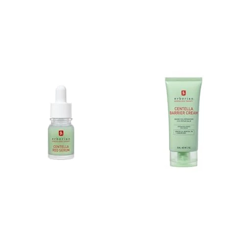 Erborian - Centella Red Serum Immediate Relief Concentrate (10 ml) - Green Neutralizing Tint + Centella Barrier Cream (50 ml) - Recovery Balm for Dry & Sensitive Complexions