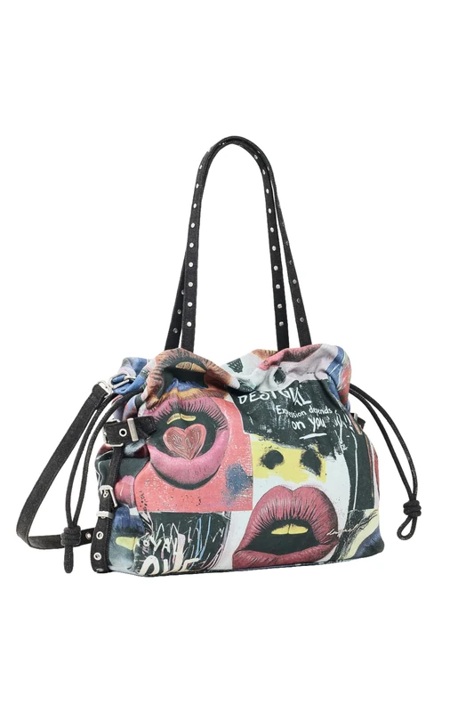 Desigual Graffiato Blue Lifta Blue Graffiti Print Shoulder Bag 26WAXA36