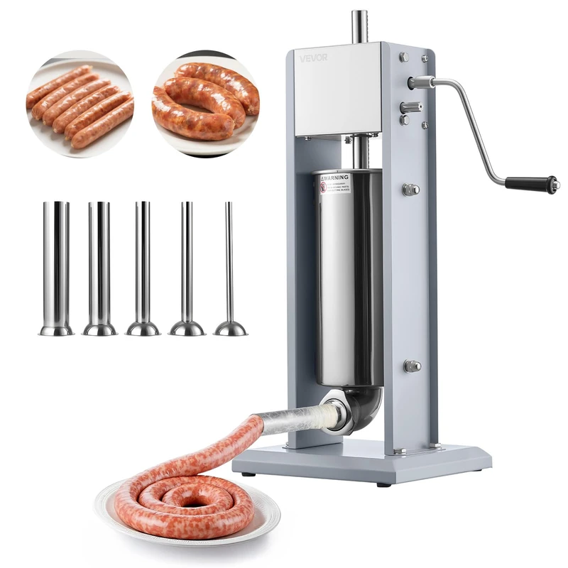 VEVOR Manual Sausage Stuffer, 11 LBS/5 L Vertical Meat Stuffer, Heavy Duty