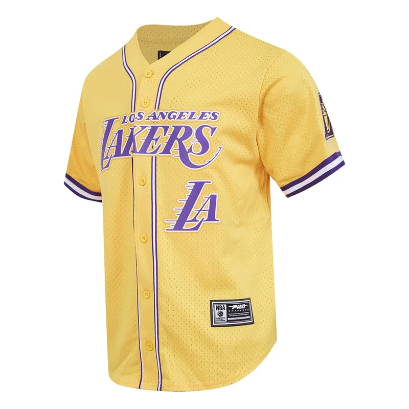 Pro Standard Mens NBA Los Angeles Lakers Mesh Button Down Mesh Top Yellow/Purple M
