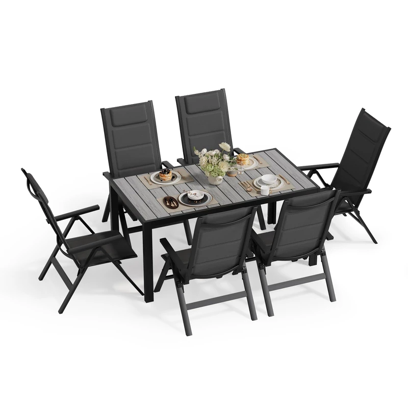JUMMICO Garden Furniture Set - Foldable Aluminium Chairs & Table