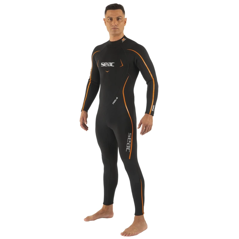 SEAC Feel-S Man 3mm – Men’s wetsuit in 3 mm UltraStretch neoprene, with YKK back zipper, Flatlock stitching, and reinforced knee pads – Scuba diving, snorkeling, and freediving wetsuit