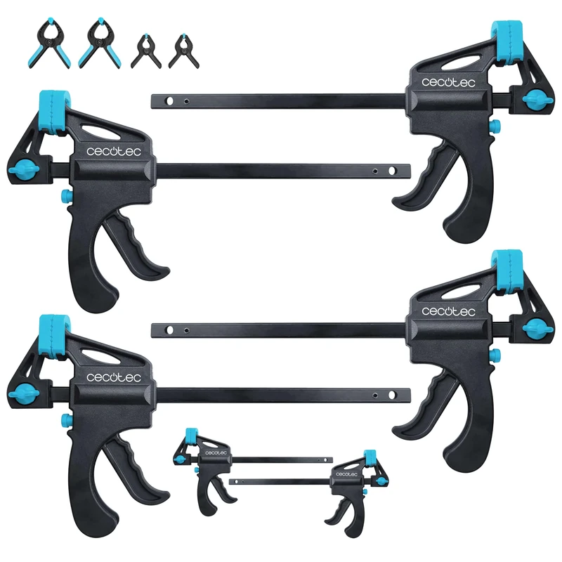 Cecotec StrongComfort 360 Instant Bar Clamps 10 Pieces, Quick Release and Pressure, Up to 70 kg of Force, Two-Way Removable Head, Reinforced Nylon, Includes Tweezers with Pads - Image 1