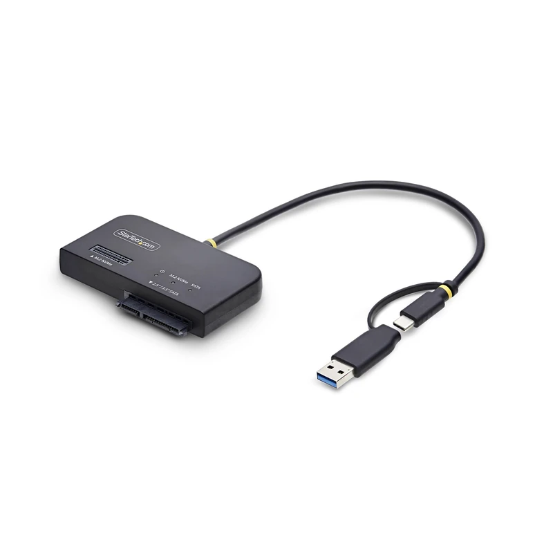 StarTech USB-C/USB-A to M.2 NVMe and 2.5in/3.5in SATA Adapter, 10Gbps, Tool-Free External SSD Hard Drive Reader, B+M/M-Key