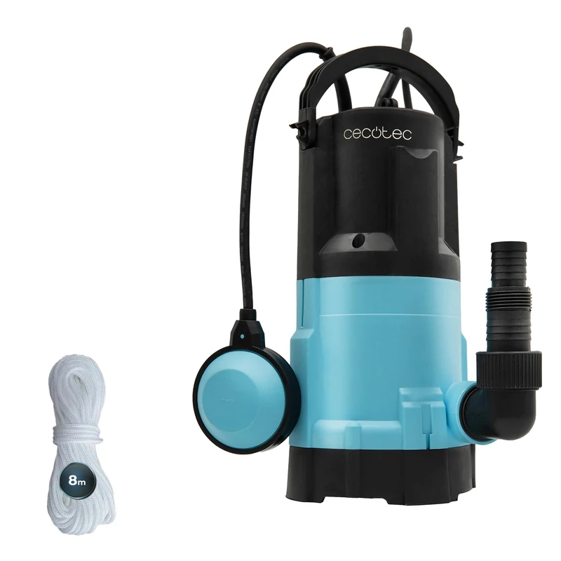 Cecotec Neptunus 750 Dark&Crystal Submersible Pump. 750W, 2in1 Clean and Dirty Water, 14000L/h, Low-Suction Function, Height 7.5 m, Depth 7 m, Floating Switch, IPX8, Cable 10 m