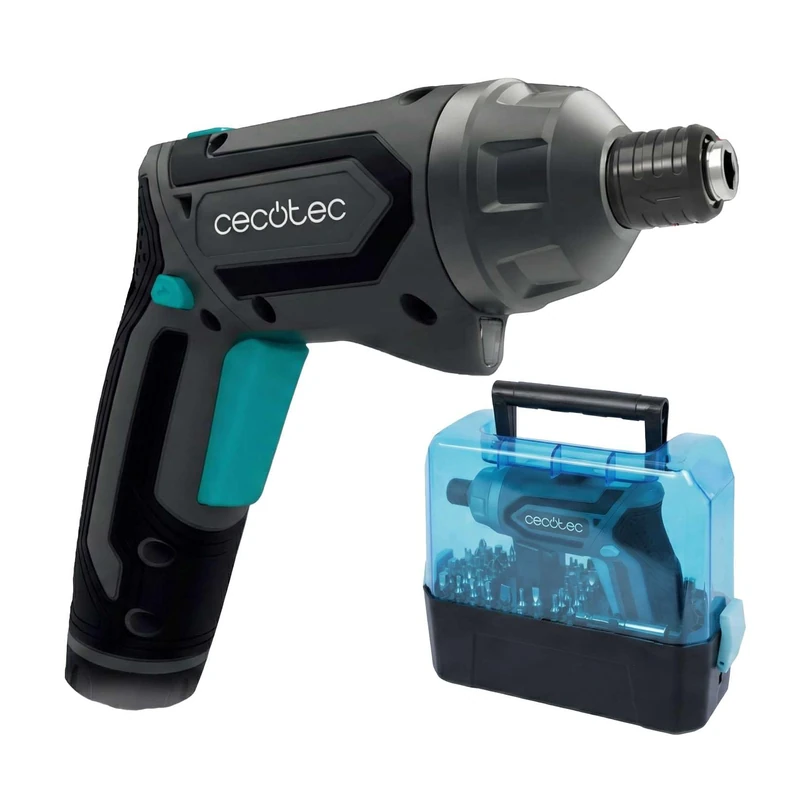 Cecotec Battery Electric Screwdriver - 49 Bits - Precision - PowerGyro 4000 Clear. 4V 1500mAh, Convertible 2in1, 200rpm, Torque 6Nm with 6+1 Positions, LED Light, Autonomy 60min