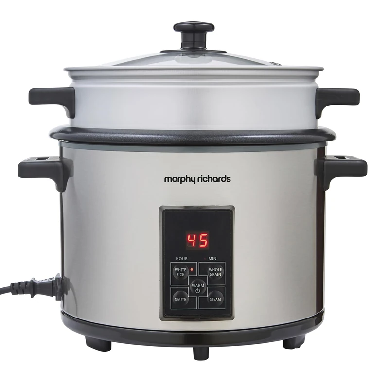 Morphy Richards 10 Cup Rice Cooker with Steamer, 1.8L, 5 in 1, up to 12hr Keep Warm Function, Saute, Steam, Non-Stick Inner Pot, Measuring Cup & Spoon, 700W, Energy Saving, Easy to Clean, 471002