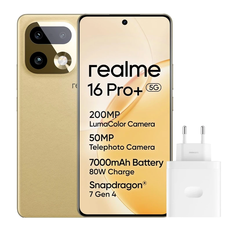Smartphone realme 16 Pro+ 5G 512 GB 12 GB Master Oro INT+NFC RMX5131 EU AMZ