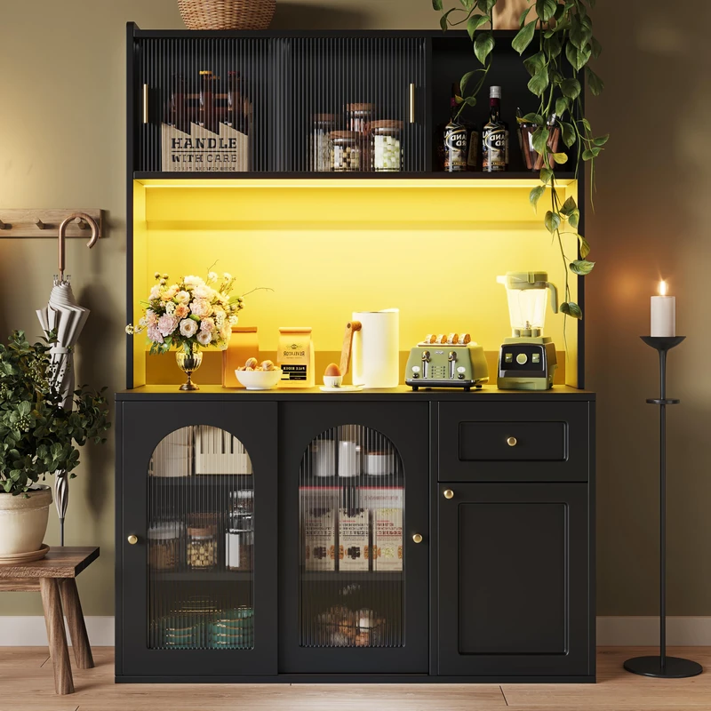 Ball & Cast Tall Kitchen Cupboard with LED and Glass Doors