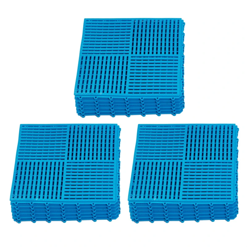 18 Pack 12"x12" Interlocking Floor Tiles, 0.4" Thick Blue Non-Slip Mats with Drainage Holes for Pool Deck, Shower, Bathroom, Garage, Boat | for Wet Areas