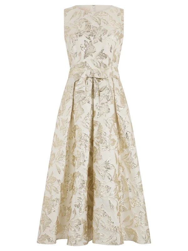 Apart Sleeveless Dress with Shimmering Textured Pattern