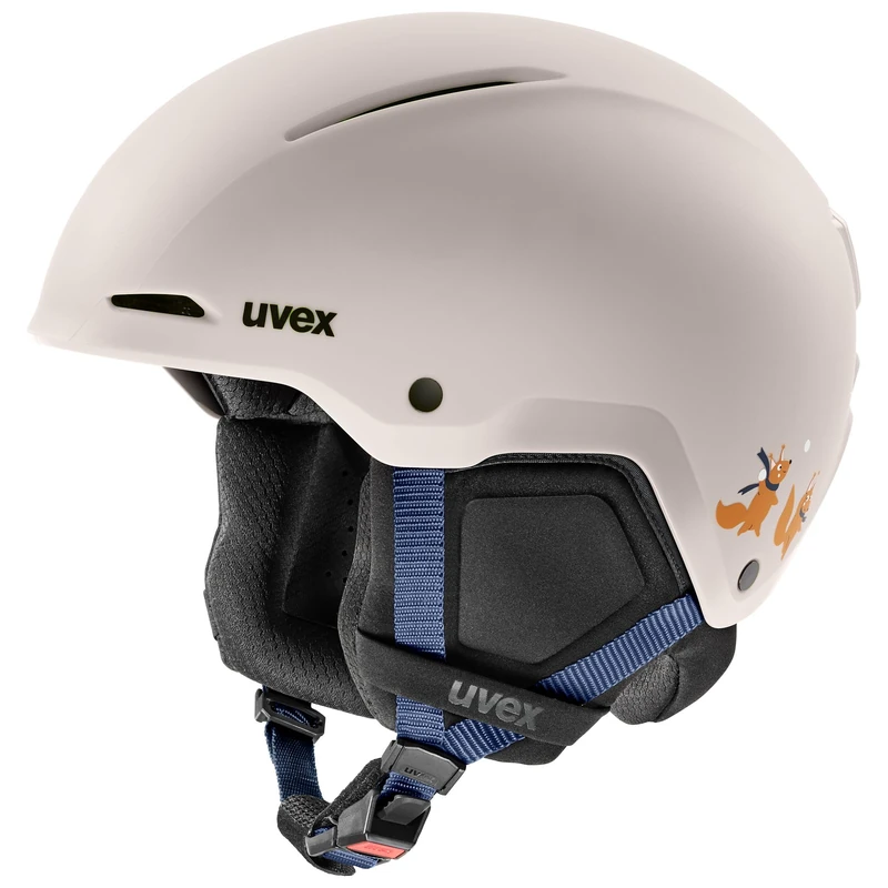 uvex minimo style – extremely lightweight, safe ski helmet with individual size adjustment and attractive designs for children – warm grey – squirrel – 48–52 cm