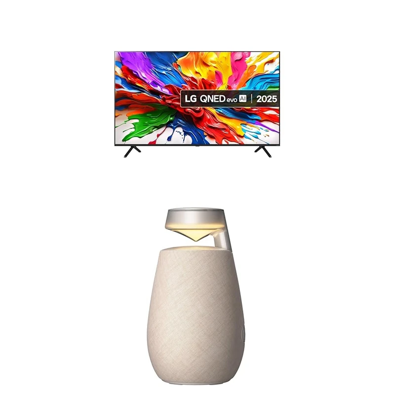 LG 75QNED92A6A 75-Inch QNED MiniLED evo AI 4K UHD Smart TV bundle with X02 Portable Bluetooth Multi-Directional Speaker, 15H Battery Life, IP55 Waterproof