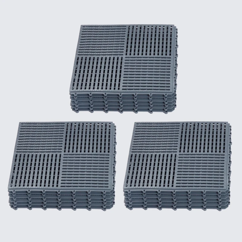 wiiiw 18 Pack Modular Interlocking Tiles Double Non-Slip 12"x12" Dark Gray