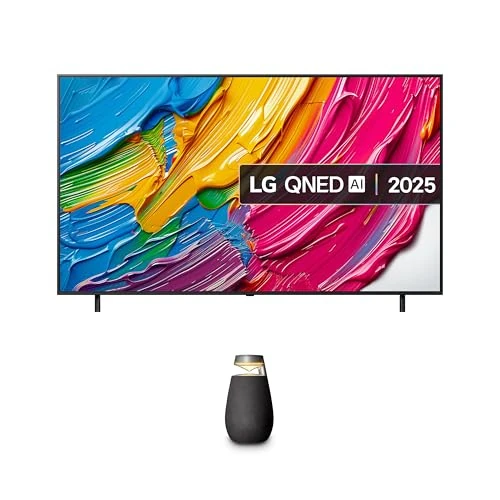 LG 75QNED80A6A 75-Inch QNED AI 4K UHD Smart TV bundle with X02 Portable Bluetooth Multi-Directional Speaker, 15H Battery Life, IP55 Waterproof