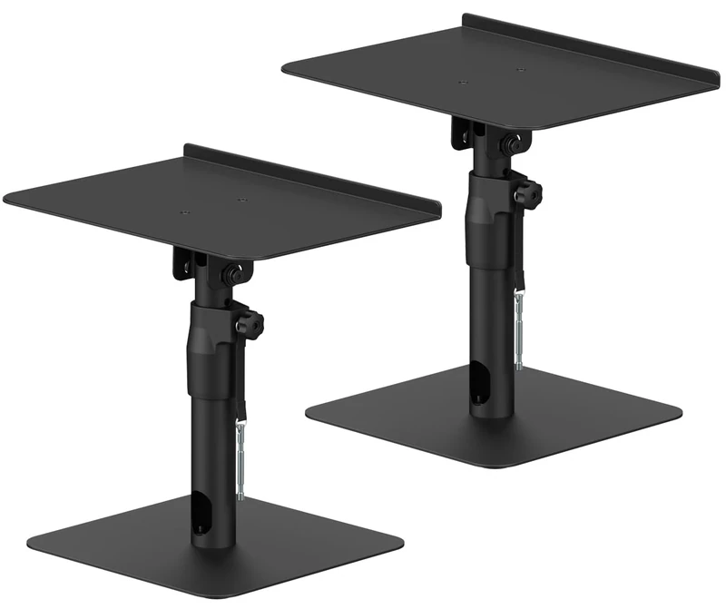 My Wall HS36L Speaker Stands Set of 2 Universal Speaker Stands with Large Base and Vibration Dampening, Height Adjustable, Tilt, Rotatable