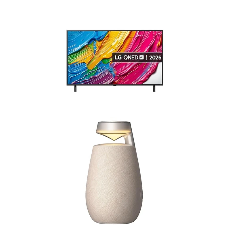 LG 50QNED80A6A 50-Inch QNED AI 4K UHD Smart TV bundle with X02 Portable Bluetooth Multi-Directional Speaker, 15H Battery Life, IP55 Waterproof