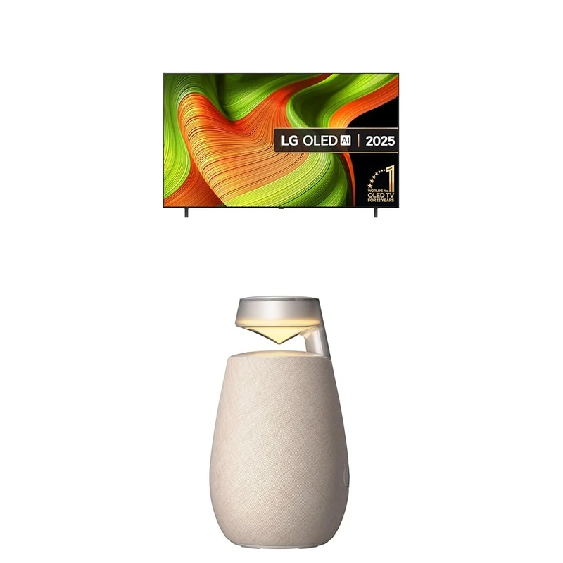 LG OLED77B56LA 77-Inch OLED AI 4K UHD Smart TV bundle with X02 Portable Bluetooth Multi-Directional Speaker, 15H Battery Life, IP55 Waterproof