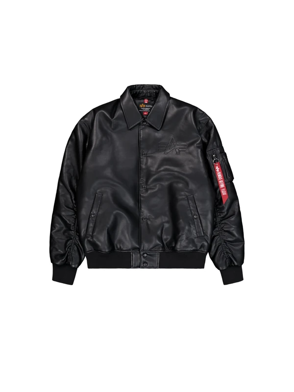 Alpha Industries Men's PU College Jacket, Black, L