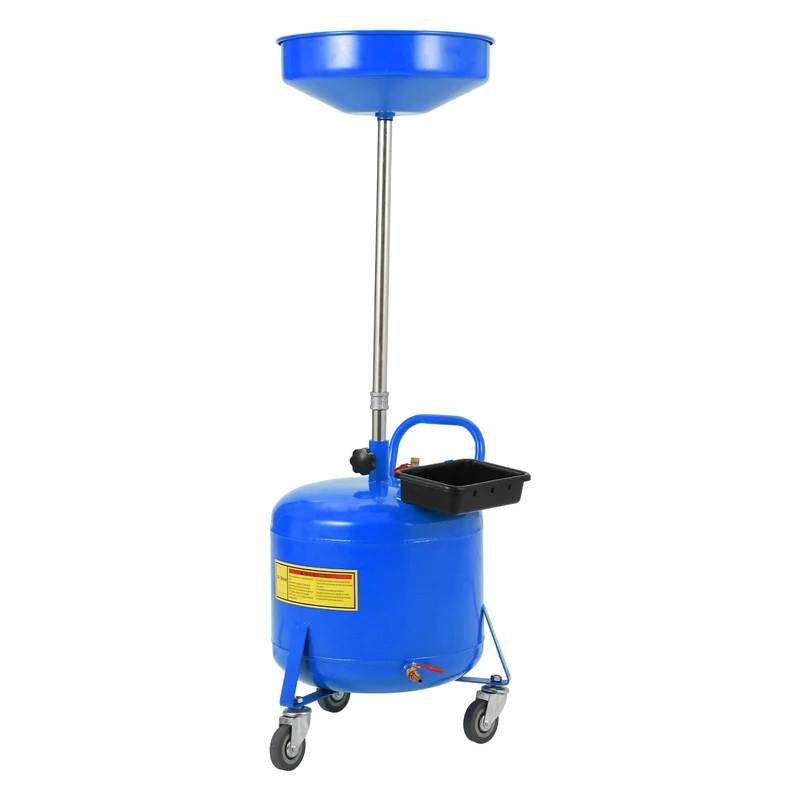 8 Gallon Waste Oil Drain Tank, Air Operated Pneumatic Oil Drainer with 15" Funnel, Portable Oil Collection Container, Adjustable Height 28"-62", 360° Swivel Wheels & Toolbox for Garage & Auto Repair